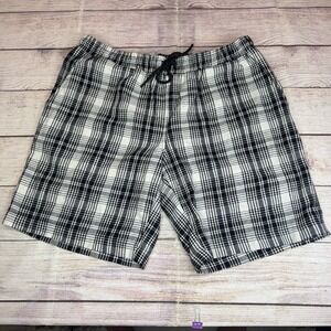 BoohooMAN Men Plaid Shorts XL Black White Drawstring Waist Comfy‎ Street wear